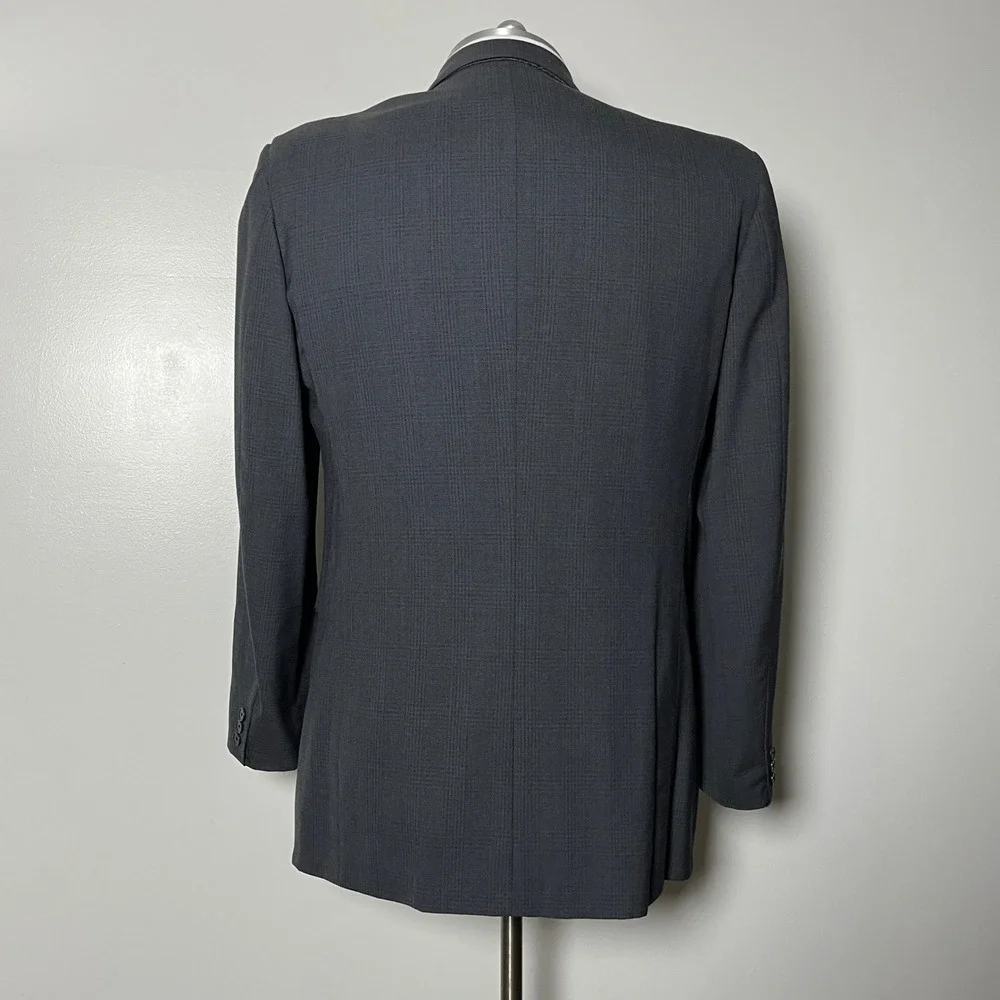 Tallia Uomo Suit Mens 46R 39W Grey Glen Plaid Pure Wool Two Button Professional